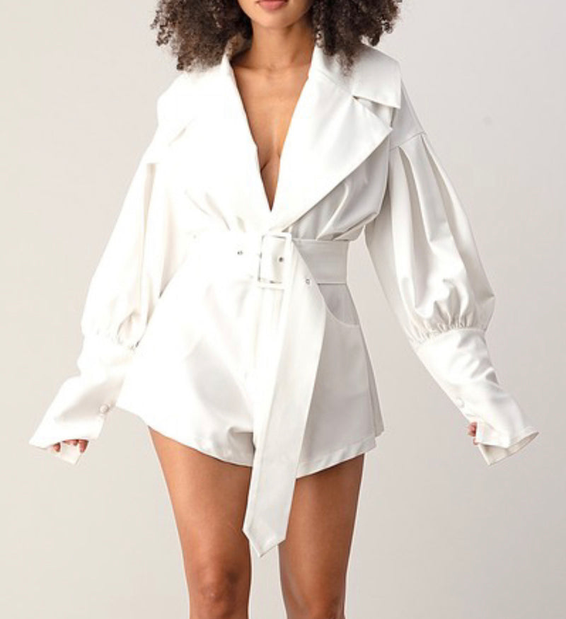 ''Naomi'' - Long-Sleeve V-Neck Romper