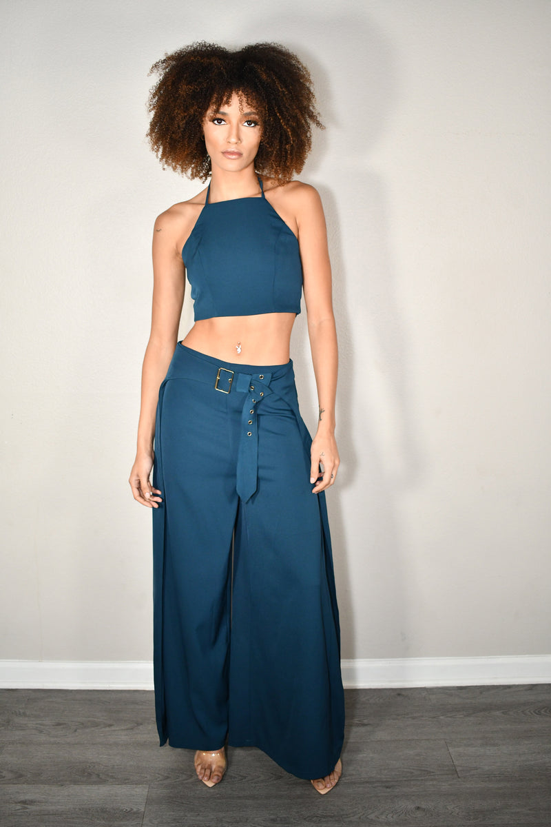 '’Chantal”- Wide Leg Pants and Crop Top Set
