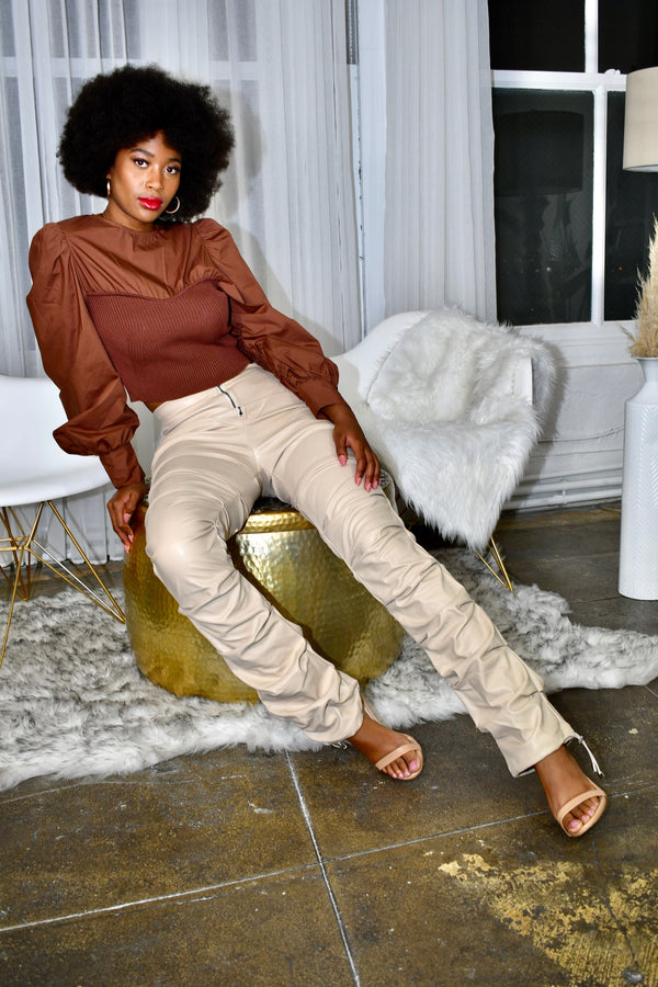 ''Zelie- High-Waist Ruched Pants