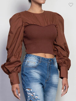 ''Ember”- Puff-Sleeve Crop Top