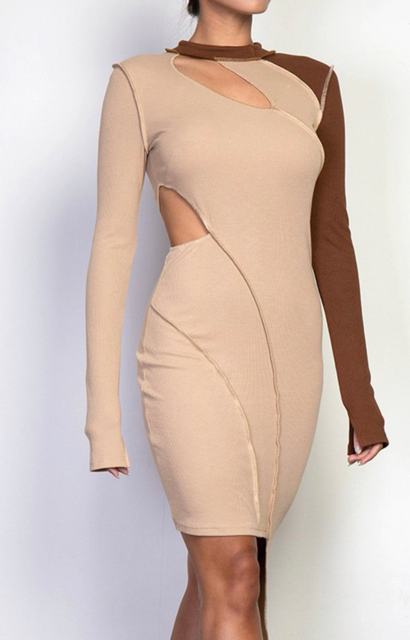 ''Lea'' - Hollow Irregular Long-Sleeve Dress