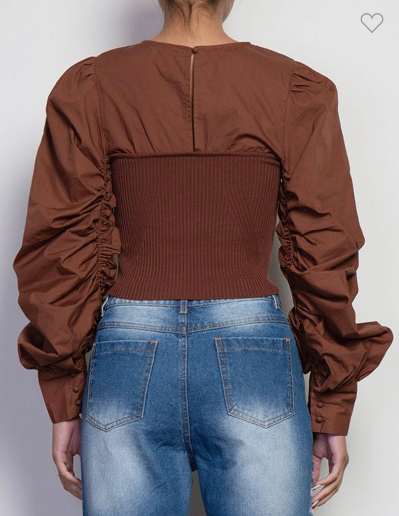 ''Ember”- Puff-Sleeve Crop Top