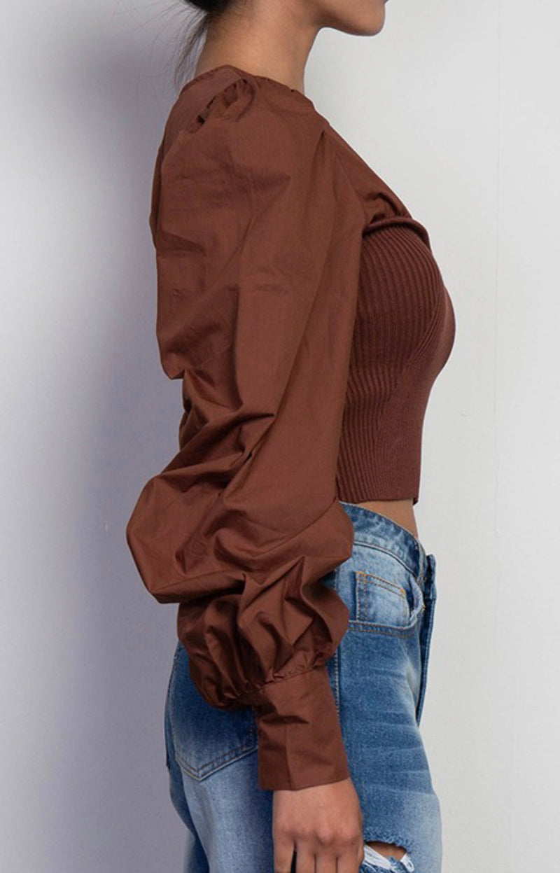 ''Ember”- Puff-Sleeve Crop Top