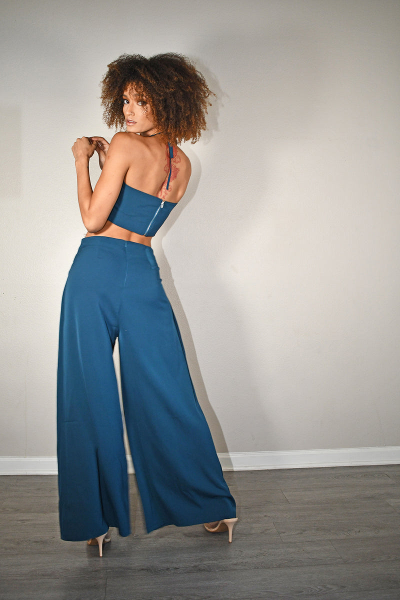 '’Chantal”- Wide Leg Pants and Crop Top Set