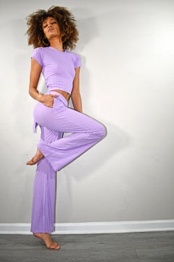 ''Chloe'' - Wide Leg Pants and Crop Top Lounge Set