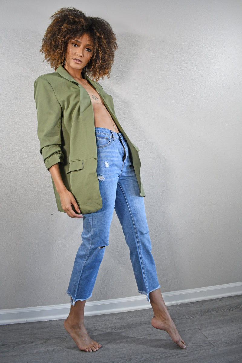 ''Lillie'' - Solid 3/4 Sleeve Blazer