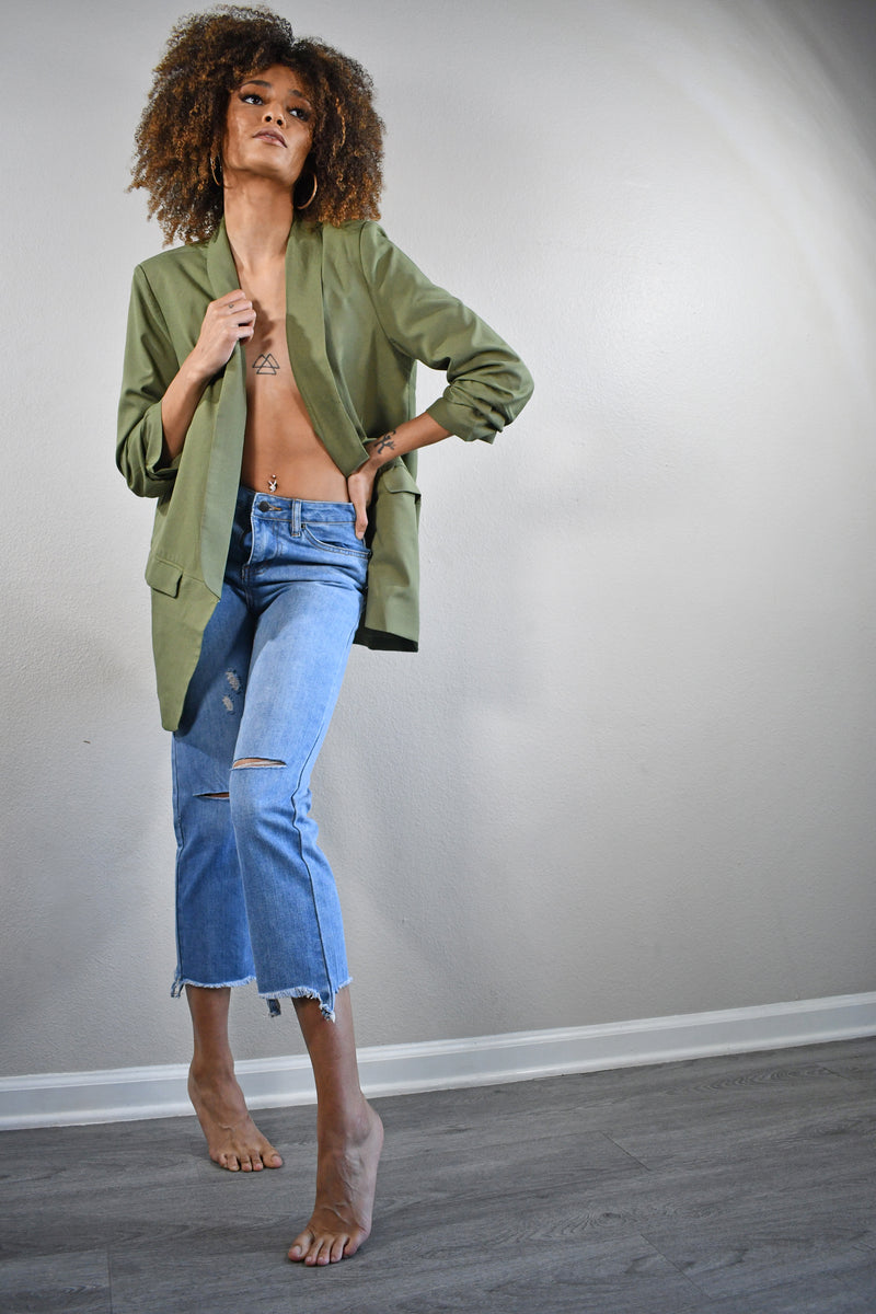 ''Lillie'' - Solid 3/4 Sleeve Blazer